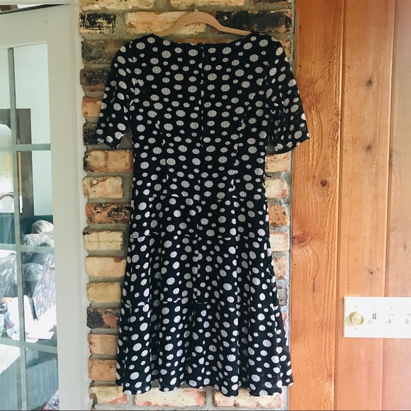 Vintage Anne Klein Polka Dot Black Dress - Picture 2 of 4